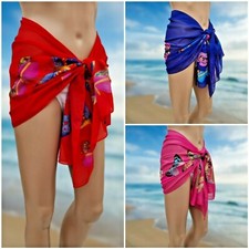Mini Sarong Short Butterfly Print Sheer Chiffon Swimwear Cover-Up Wrap UK 8-14
