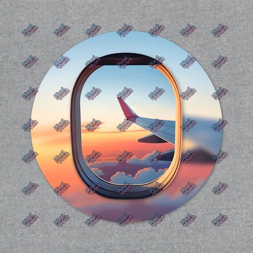 Airplane window sunset wing - airplane,