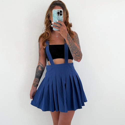 Ladies blue pleated skirt - pleated,