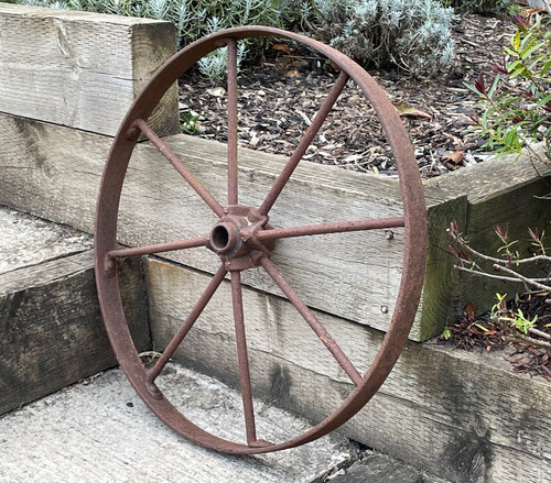 Vintage cast iron cart - iron,