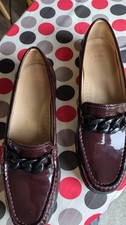 John Lewis Burgundy Patent Leather Women's Flat Shoes Size 9 VGC 