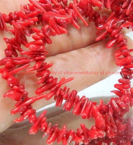 Natural 3x10mm red coral - 3x10mm,