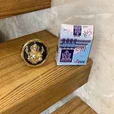 Lord Ganesha Gold Round Shaped Frame, Personifies Wisdom and Intelligence