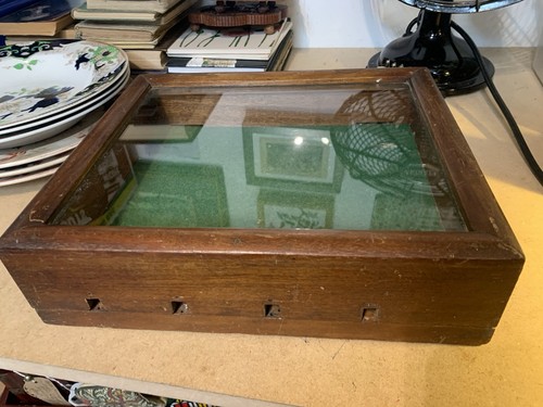 Vintage wood and glass - and,