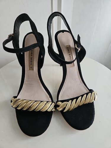 Zara women black gold - women, suede