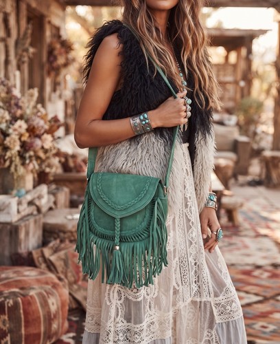 Braided leather fringe tassel - braided,