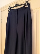 LK Bennett London Corey Navy Wool Turn Up Trouser UK 10