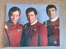 Signed, 10x8 Photo, William Shatner/Leonard Nimoy/Defrost Kelly (Star Trek) +COA