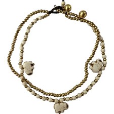 Elephant Beads Gold Anklet