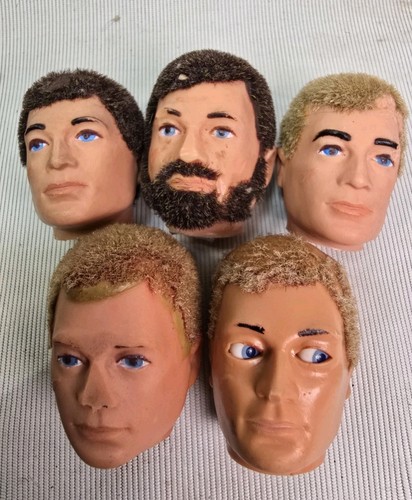Vintage action man head lot - man,