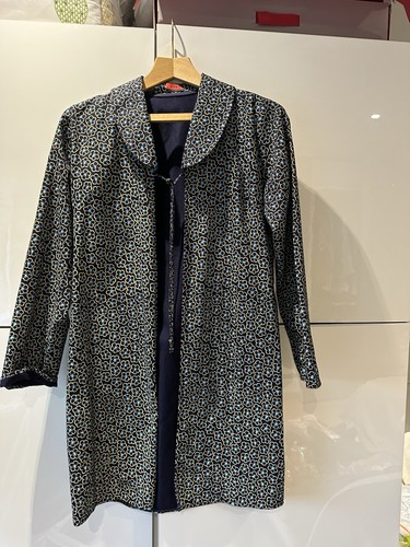 Navy cotton printed jacket - cotton,