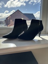 Womens Black Swede Ankle Boots Size 6
