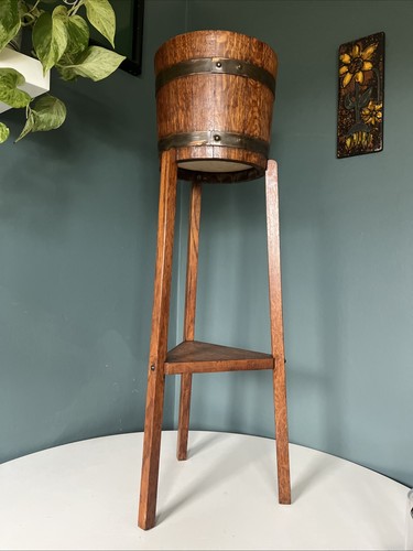 Antique oak jardiniere plant - oak,