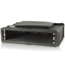 Black Padded Flight Case 19 Inch 2U Front and Back Openings Transport Rack Bag