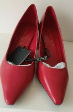  ZARA RED  BLOCK MID HEEL COURT SHOES  POINTED TOE  NEW SIZE UK 5 EU 38