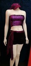 Ladies 70s 1970s Style Disco Sequin Top Hot Pants Costume Fancy Dress Sexy S