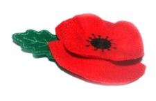 Red Felt Flower Brooch with leaf handmade pin