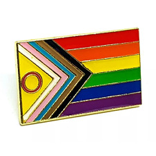 Progress Pride Badge Flag Large Lapel Pin Gay Trans Bi Intersex Rights LGBTQIA+