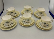 Sutherland Bone China Blue & Yellow x 6 Cups, Saucers & Plates-GC