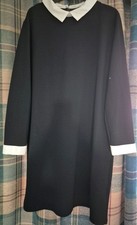 Primark Black Dress With White Collar And Cuffs Size 18
