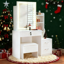 Christmas White Dressing Table LED Lights Sliding Mirror Make-up Vanity Gift
