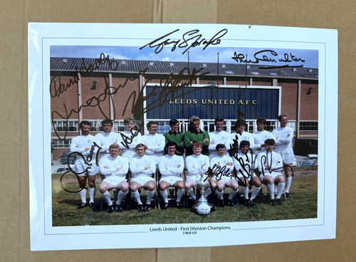 1968 leeds united signed photo - 1968,