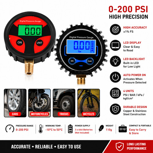 Digital tyre pressure gauge - pressure,