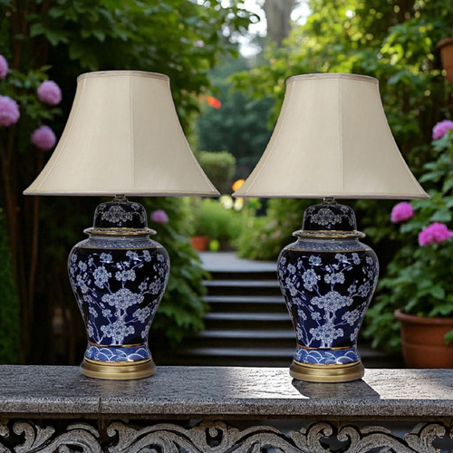 Pair chinese table lamps - pair,