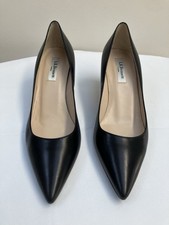 L.K.Bennett Floret Black Leather Pointed-Toe Court Shoe