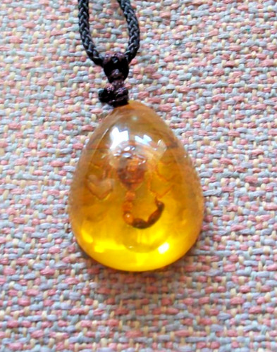 Small faux amber pendant - amber,