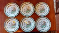 6 Pagoda Cherry Tree Ceramic 9" Plates Newport Pottery Burslem Chinese Art Deco