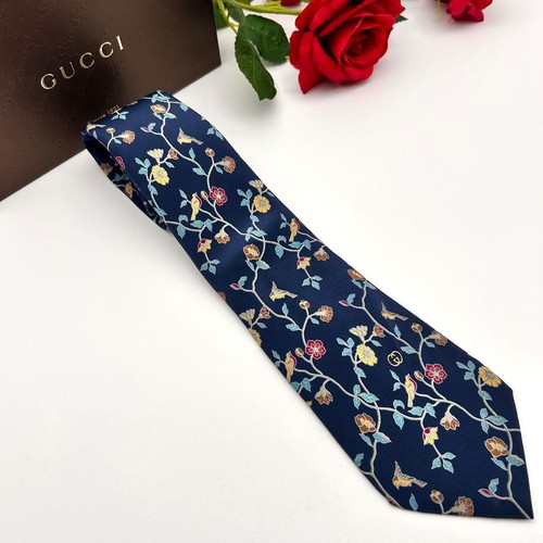 Gucci floral silk tie - floral, navy
