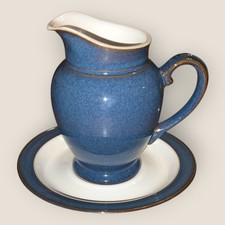 Denby Boston Blue Milk Jug & Saucer Stand Half Pint Hardly Used Excellent