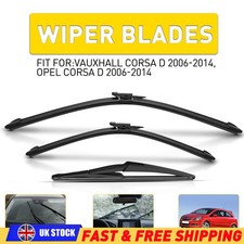 Front Rear Windscreen Wiper Blades 26" 16" 12" For Vauxhall Corsa D 2006 - 2014