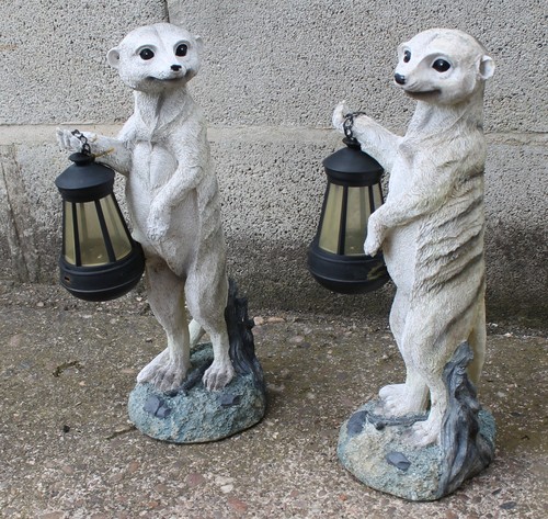 Pair meerkat garden statue - pair,