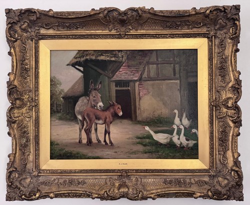 Hunt antique oil - a.j., painting