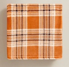NEW SOFT ORANGE CHECK THROW BLANKET SOFA BED THROW