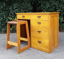 VINTAGE OAK DESK & STOOL