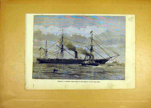 Original old antique print - old,