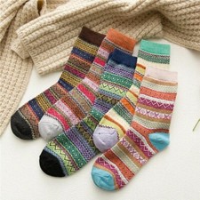 5 Pairs Women Wool Cashmere Lady Thick Winter Socks Warm Soft Casual Sport Gifts