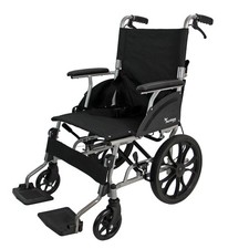 Aluminium Wheelchair Lightweight Folding Compact Travel Transit Aid Hand Brake