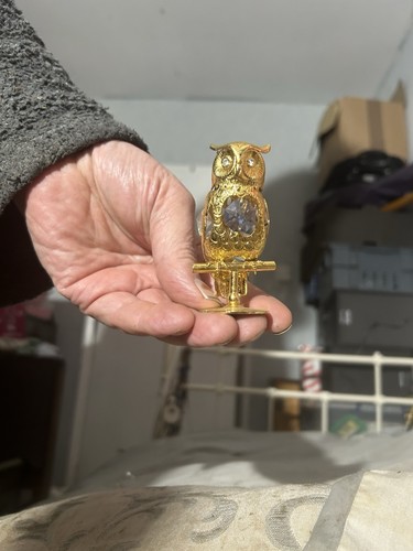 Gold plated crystal owl - crystal,