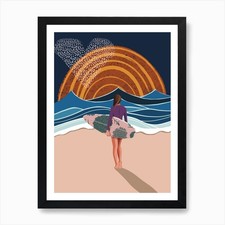 Surfer Girl With Surfboard Art