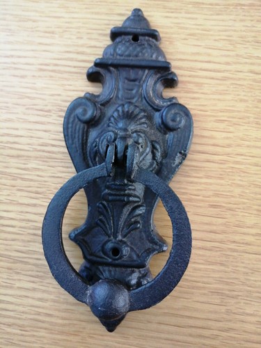Door knocker large black - knocker, cast