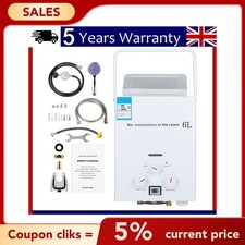 Tankless Portable Gas Water Heater LPG Propane 6L Boiler Camping w/ Shower Head