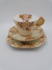 Rare Paragon Pansy Handled Teacup Saucer Plate Trio Floral Pattern Bone China