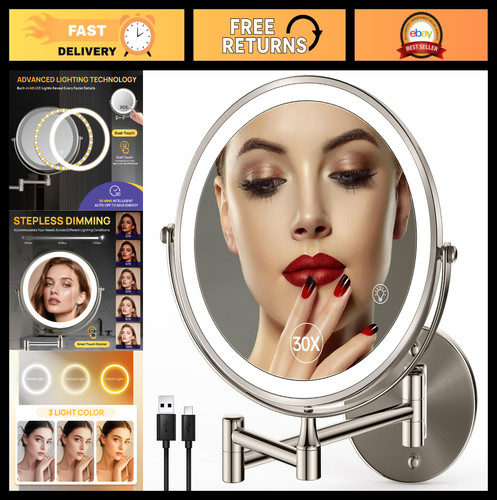 Lighted makeup mirror - 9",