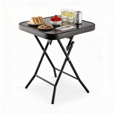 Folding Side Table Glass Top