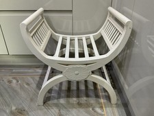 Vintage Old Stool Chair Yuyu U Shaped Window Seat Solid Wood Painted White 