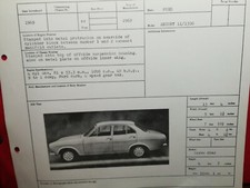 FORD ESCORT 1100 / 1300 1969 POLICE IDENTIFICATION SHEET LEAFLET BROCHURE.